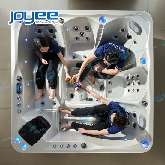 Joyee Jakuzzi Function SPA Tub Factory 5 человек Открытый джакузи Гидромассажная ванна со светодиодным фонтаном Bt Музыкальный динамик Европейское качество